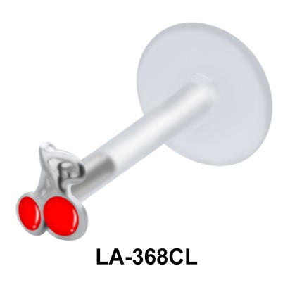 Red Cherry Stone Labrets Push-in LA-368CL